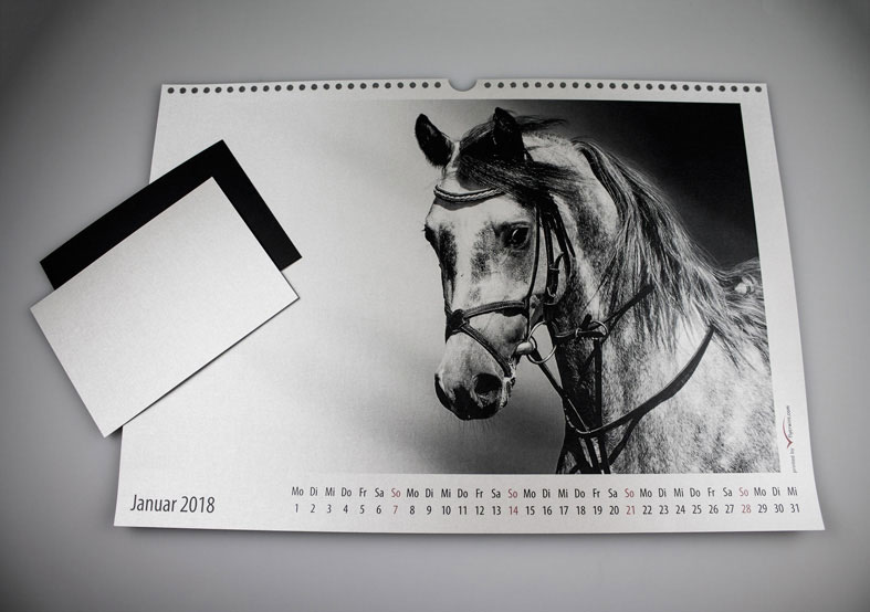 Pferdekalender auf Gmund Papier black/silver Kalender black/silver Gmund Papier