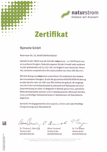 Naturstromzertifikat 2019