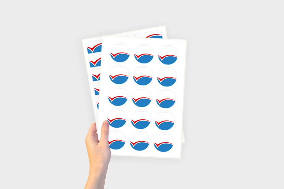 Runde Etiketten mit 50 mm Durchmesser auf DIN-A4-Bogen, vorgestanzt zum einfachen Ablösen