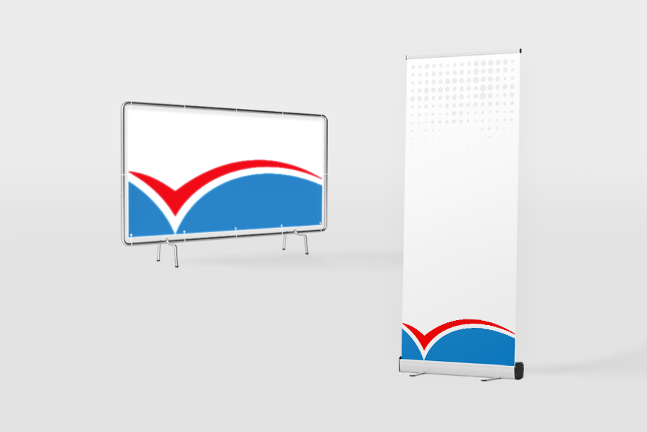 Werbetechnik mit Bauzaunbanner und Roll-Up-Display – individuell bedruckte Lösungen für Werbung und Präsentation