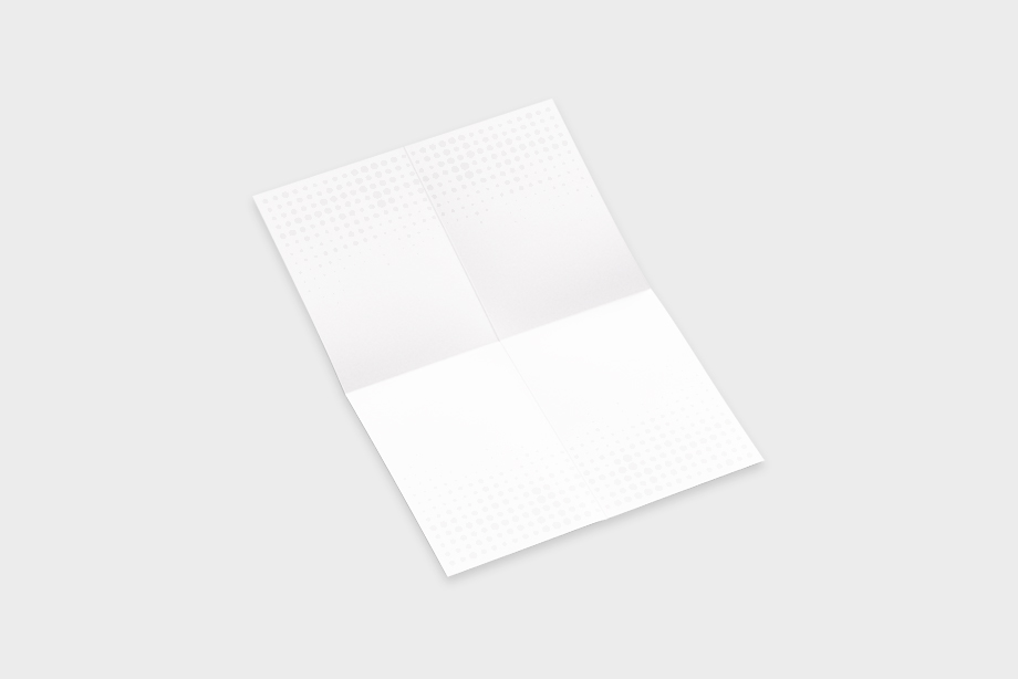 Vollständig geöffneter Kreuzbruchfalz-Flyer – Übersicht über alle Falzflächen eines mehrseitigen Flyers