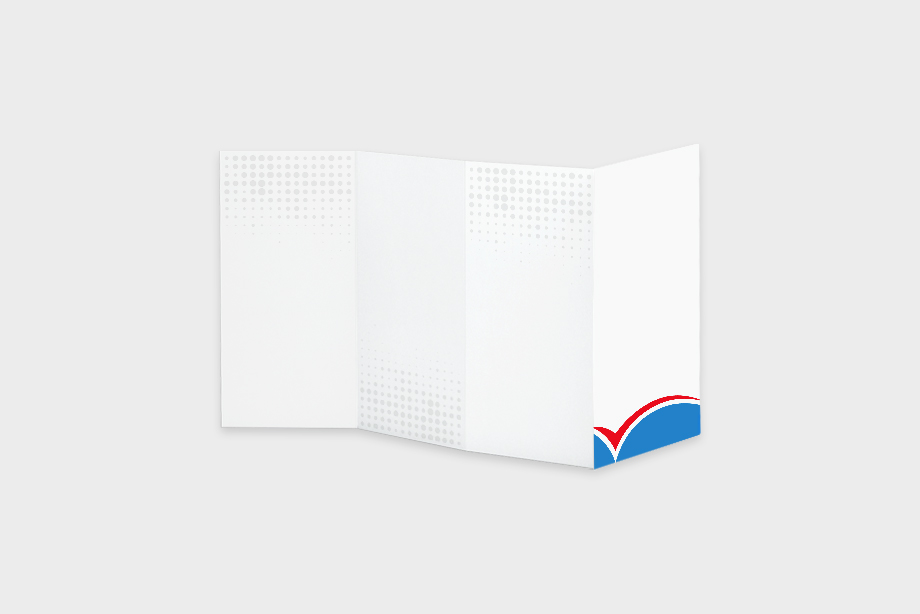 Doppelparallelfalz-Flyer geschlossen dargestellt – Außenansicht eines mehrseitigen Falzflyers mit parallelen Falzbrüchen