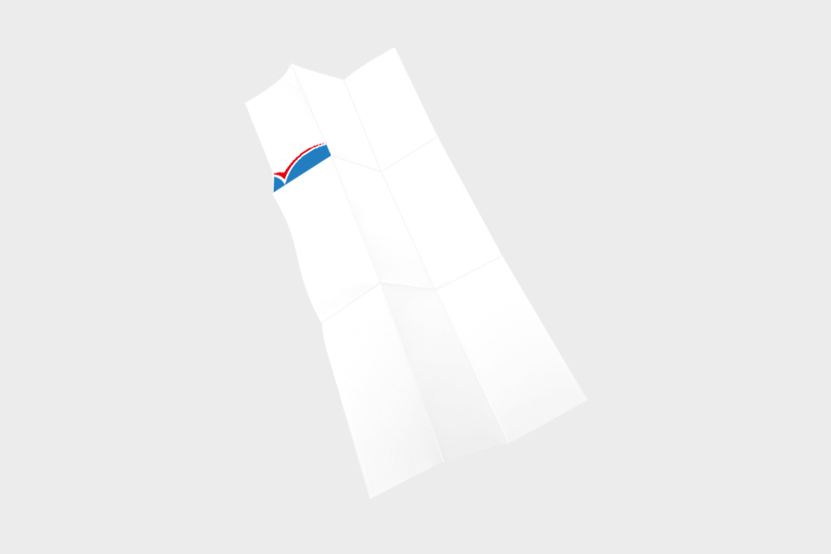 Offener Flyer mit Zickzackfalz – professioneller Werbeflyer mit mehrfacher Leporello-Falzung für umfangreiche Inhalte