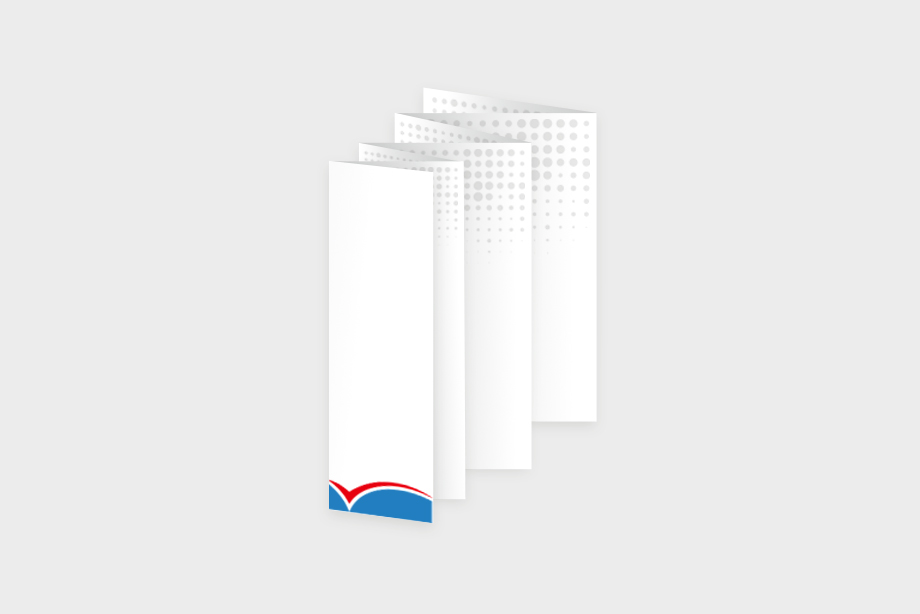 Treppenfalz-Flyer rechts gefalzt – 14-seitige Ausführung mit abgestuften Seiten