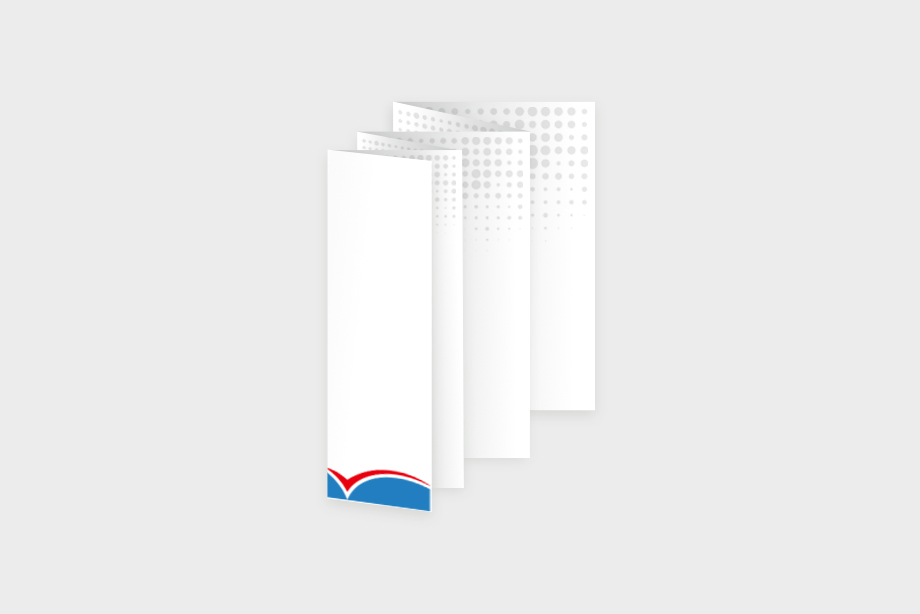 Treppenfalz-Flyer rechts gefalzt – 12-seitige Ausführung mit abgestuften Seiten