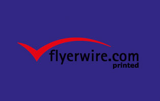 Flyerwire Logo auf Farbiges Papier mit der Farbe Weiß vorgedruckt