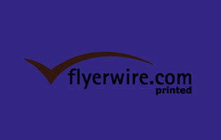 Flyerwire Logo auf Farbiges Papier ohne der Farbe Weiß vorgedruckt