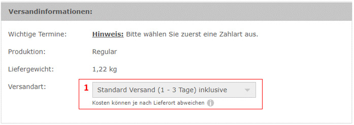 Versandinformationen