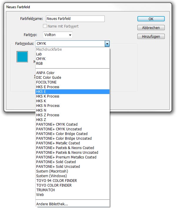 Farbfelder in InDesign öffnen