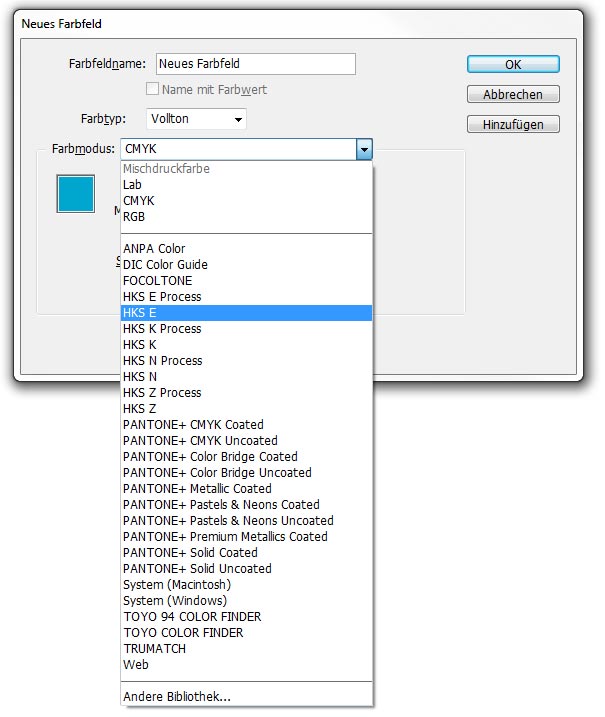 Farbfelder in InDesign öffnen