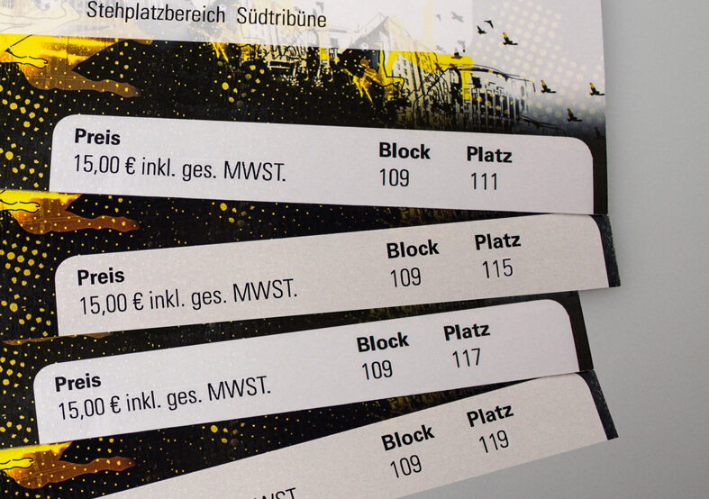 Tickets nummeriert mit Perforation Ausschnitt