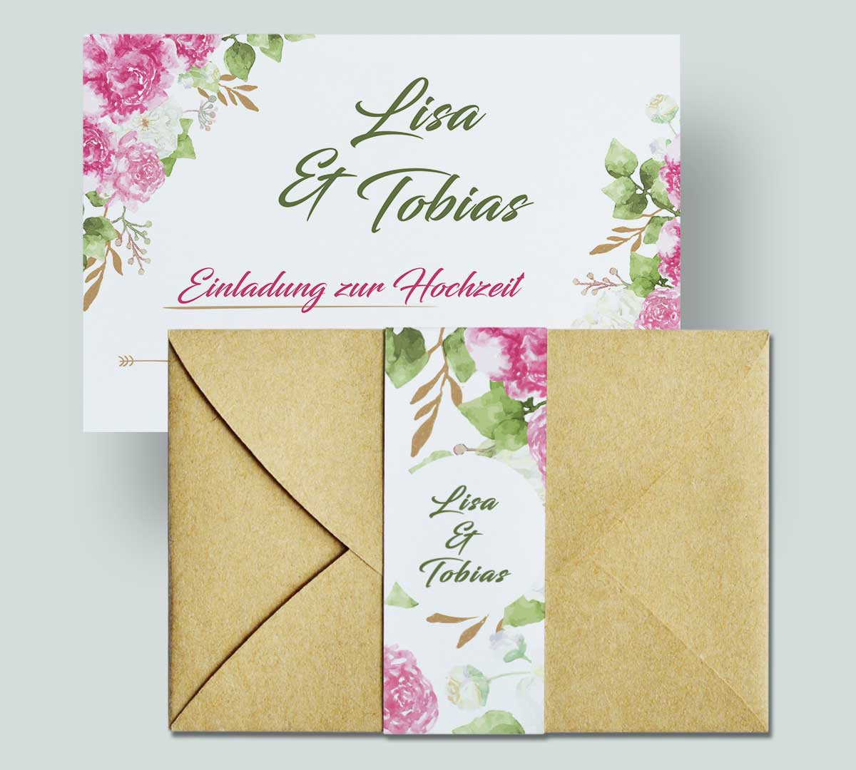 Hochzeitseinladung mit Banderole